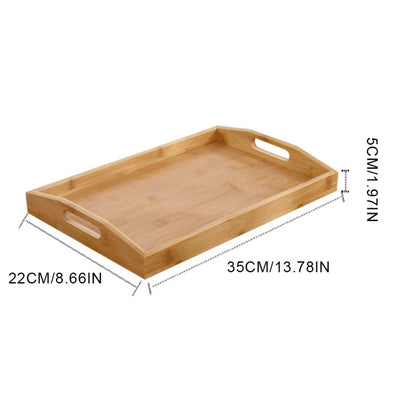 Bamboo Wooden Tea Tray Rectangular Solid Wood Serving Tray Kung Fu Tea Cup Tray With Handle Wooden Dinner Bread Fruit Food Plate