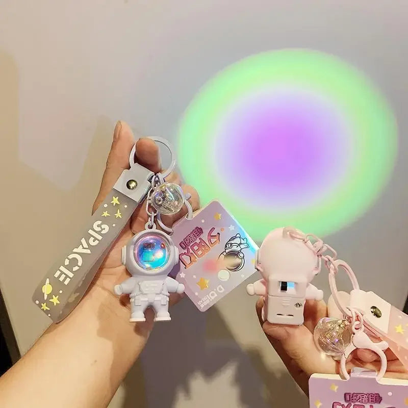 Cartoon Spaceman Light Glowing Keychain Sunset Light Luminous Keychain Female Cute Space Astronaut Couple Key Chain Bag Hanging LUXLIFE BRANDS