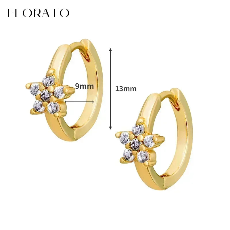 Luxury white crystal zircon earrings 925 sterling silver ear needles Hoop gold earrings For women Fashion Luxury Wedding Jewelry