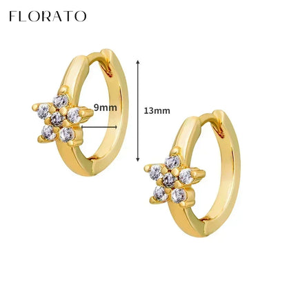 Luxury white crystal zircon earrings 925 sterling silver ear needles Hoop gold earrings For women Fashion Luxury Wedding Jewelry