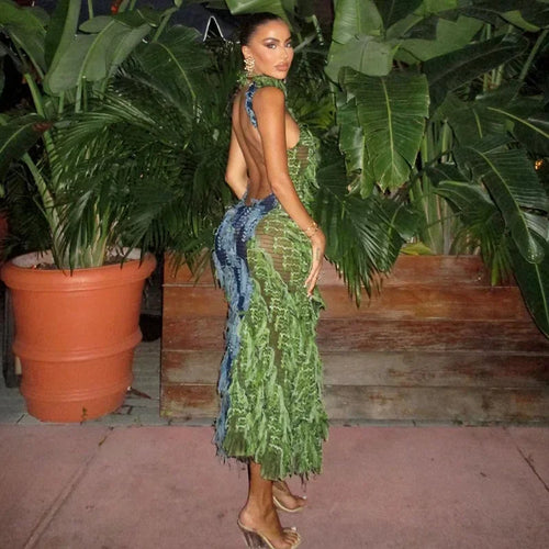 Becca Backless Tassel Maxi Dress LUXLIFE BRANDS