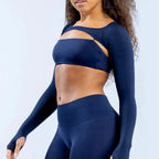 New Sports Long Sleeve Shrug Seamless Spandex Woman Fitness Elastic Breathable Shrug Sports Long Sleeve（Not Contain Bra） Luxlife Brands