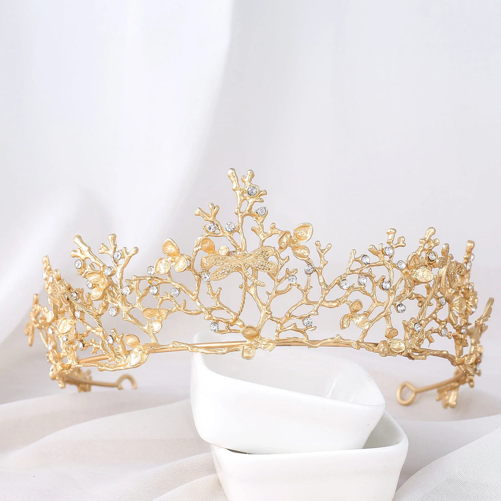 FORSEVEN Gold Color Tiaras Crown Baroque Style Bride Hair Jewelry Headpiece Shining Crystal Noiva Wedding Girls Hair Accessories LUXLIFE BRANDS