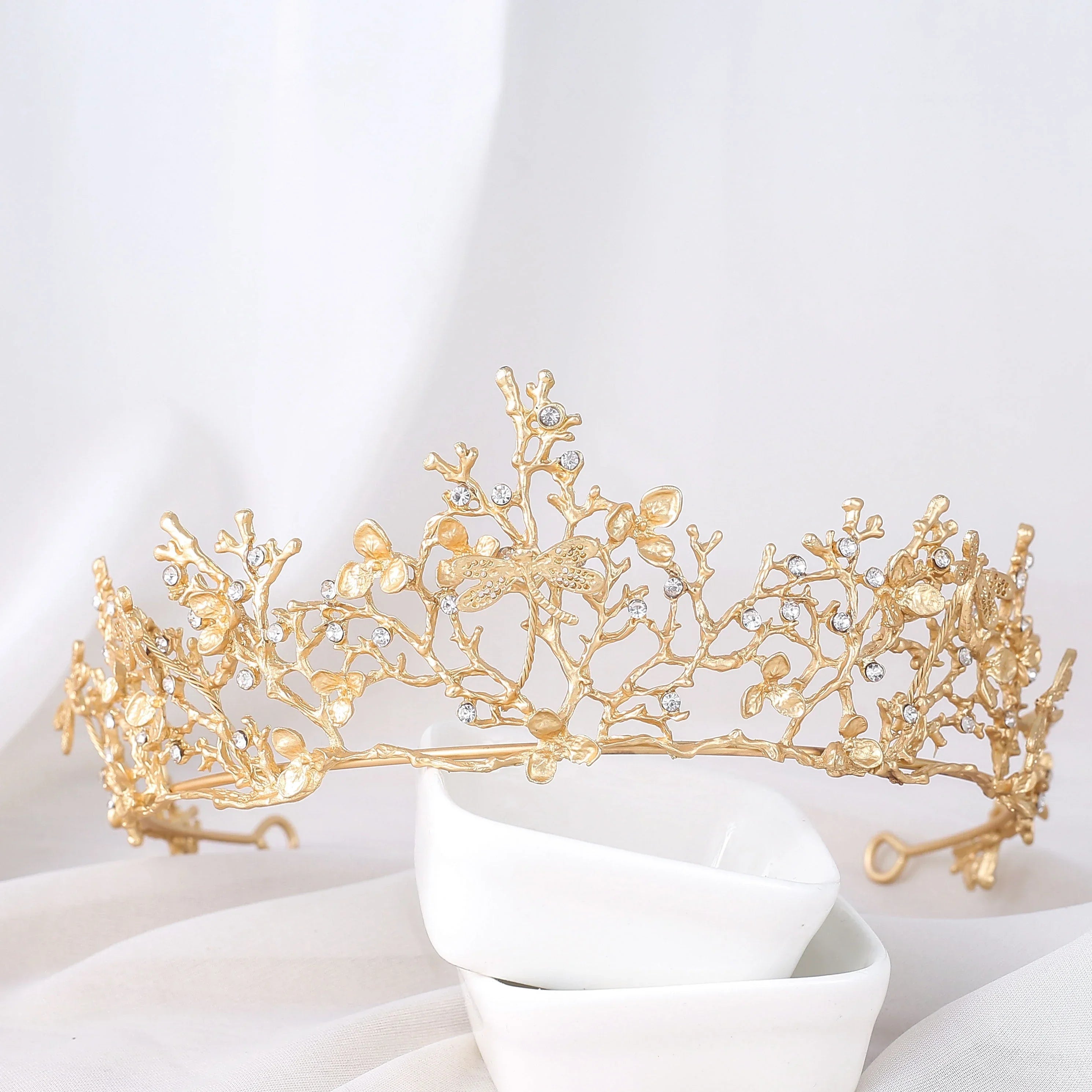 FORSEVEN Gold Color Tiaras Crown Baroque Style Bride Hair Jewelry Headpiece Shining Crystal Noiva Wedding Girls Hair Accessories LUXLIFE BRANDS