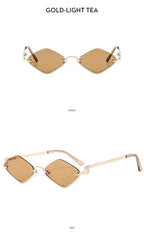 Fashion Small Polygonal Sunglasses Women Brand Metal Half Frame Glasses Ladies Hipster Sexy Cat Eye Shades Vintage Luxlife Brands