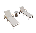 Outdoor Poolside Sun Lounger Set With Adjustable Reclining Comfortable And Durable Chaise Lounge With Armrests And Side Table Luxlife Brands