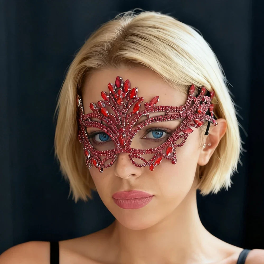Rhinestone Mask Veil Performance Face Accessories