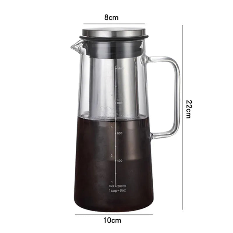 Leeseph Airtight Cold Brew Iced Coffee Maker and Tea Infuser- 1.0L / 34oz Glass Carafe with Removable Stainless Steel Filter LUXLIFE BRANDS