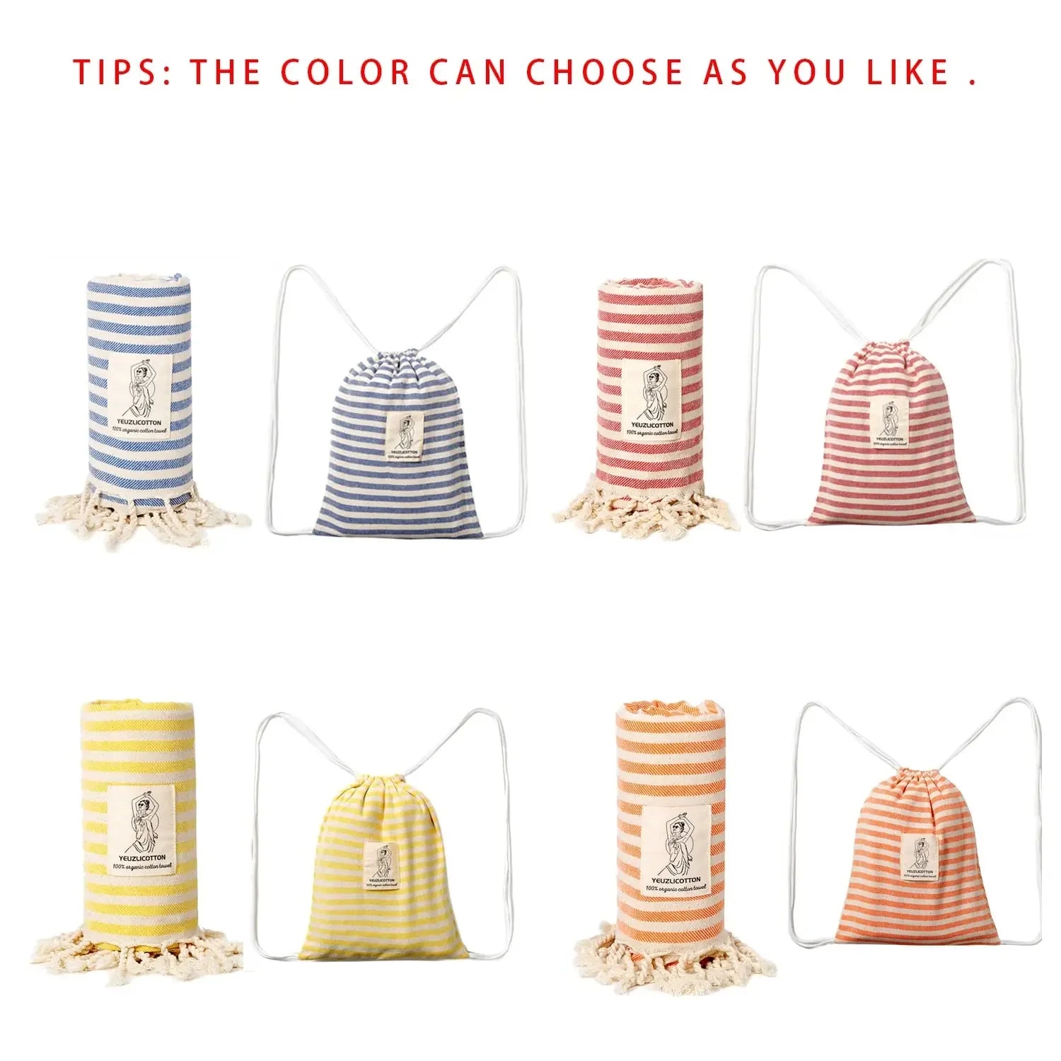 YEUZLICOTTON Hot Sale luxury Striped Tassel 100% cotton sauna spa bath towel For Home 100*180CM Travel Turkish Large beach towel