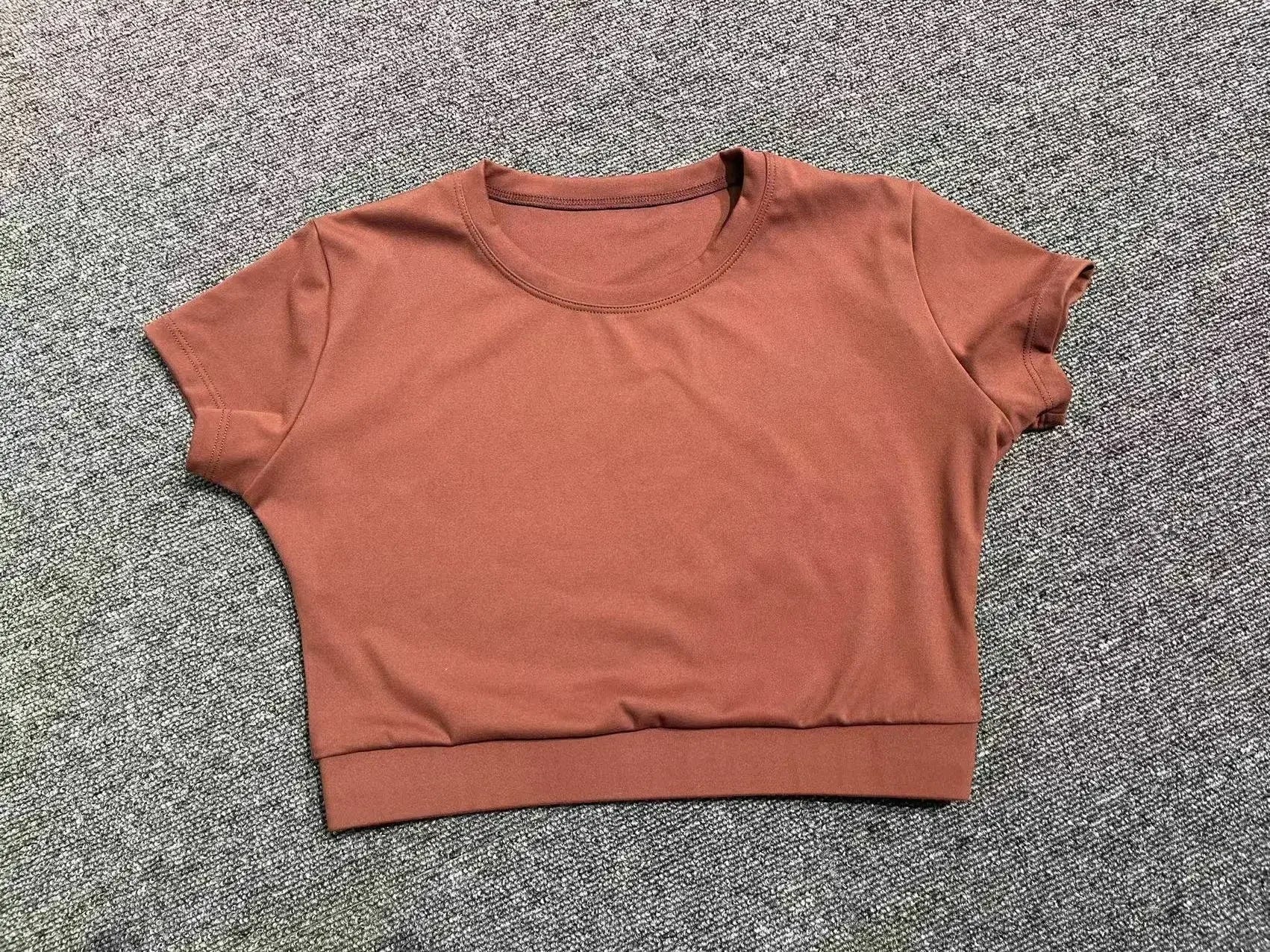 Yoga T-shirt Women's Short Sleeved Sports T-shirt Quick Drying Workout Short Sleeved Pilates Running Tights Exercise Fitness Top Luxlife Brands