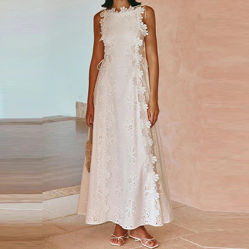 Pristine White Lace Evening Dress