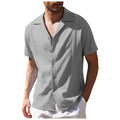New Arrival Men's Cotton and Linen Short Sleeve T-shirt+Ankle Length Pant Set Solid Shirt+Trousers Home Suits Male Size M-3XL