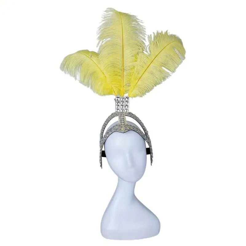 Ostrich Feathered Rhinestone Headpiece