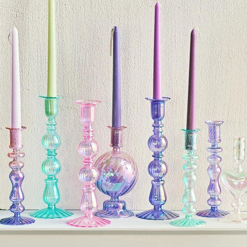 Floriddle Retro Candlesticks Taper Candle Holders Tall Candlesticks Decoration Party Glass Vase Home Decor Wedding Decoration Luxlife Brands
