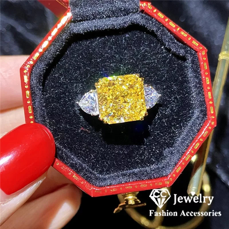 CC Fine Jewelry Rings For Women Yellow Cubic Zirconia Luxury Wedding Engagement Ring Silver Color Drop Shipping CC1665 LUXLIFE BRANDS
