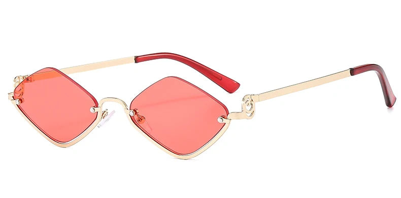 Fashion Small Polygonal Sunglasses Women Brand Metal Half Frame Glasses Ladies Hipster Sexy Cat Eye Shades Vintage