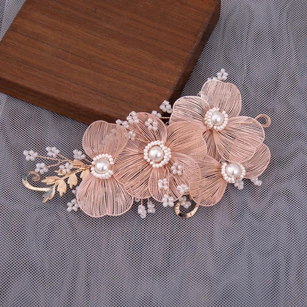 Flower Hairband Bridal Hair Jewelry Pearl Crystal Headband Elegant Birthday Party Tiara Crown Wedding Hair Accessories For Women LUXLIFE BRANDS