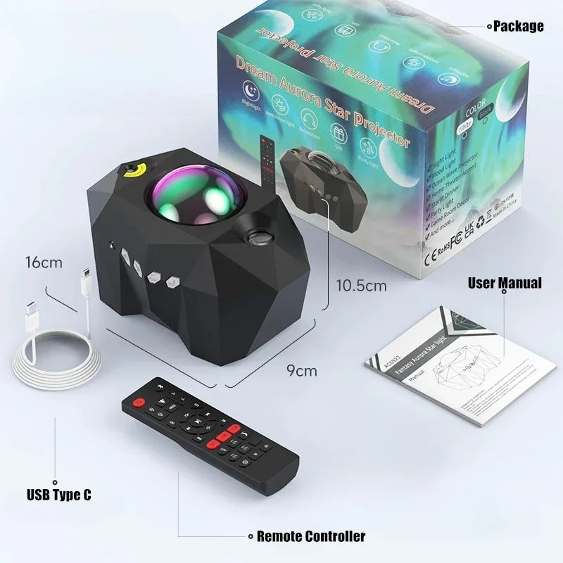 NEW Aurora Projectors Galaxy Star Projector Northern Light Starry Sky Moon Lamp For Bedroom Decor Bluetooth Music Nightlights