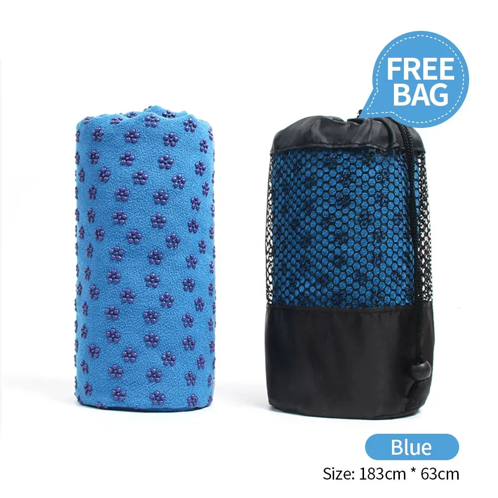 Yoga Mat Cover Towel Non-Slip Sweat Absorbent Solid Foldable Portable Pilates Exercise Sports Travel Fitness Blanket 183CM*63CM