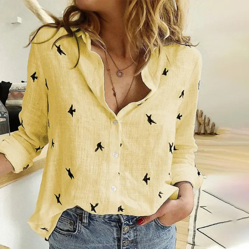 Fashion Women's Print Shirt Women's Long Sleeve Top Cotton Office 2024 Spring Summer Casual Loose Top Large 5XL Luxlife Brands