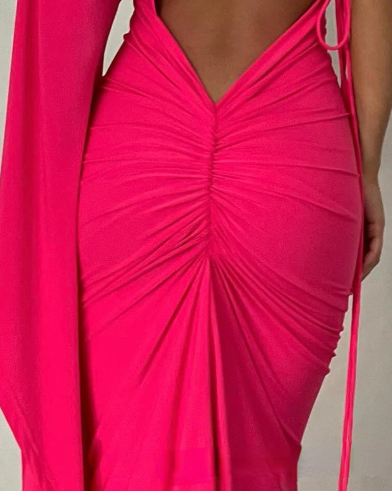 Valentine Red Ruched Party Dress LUXLIFE BRANDS
