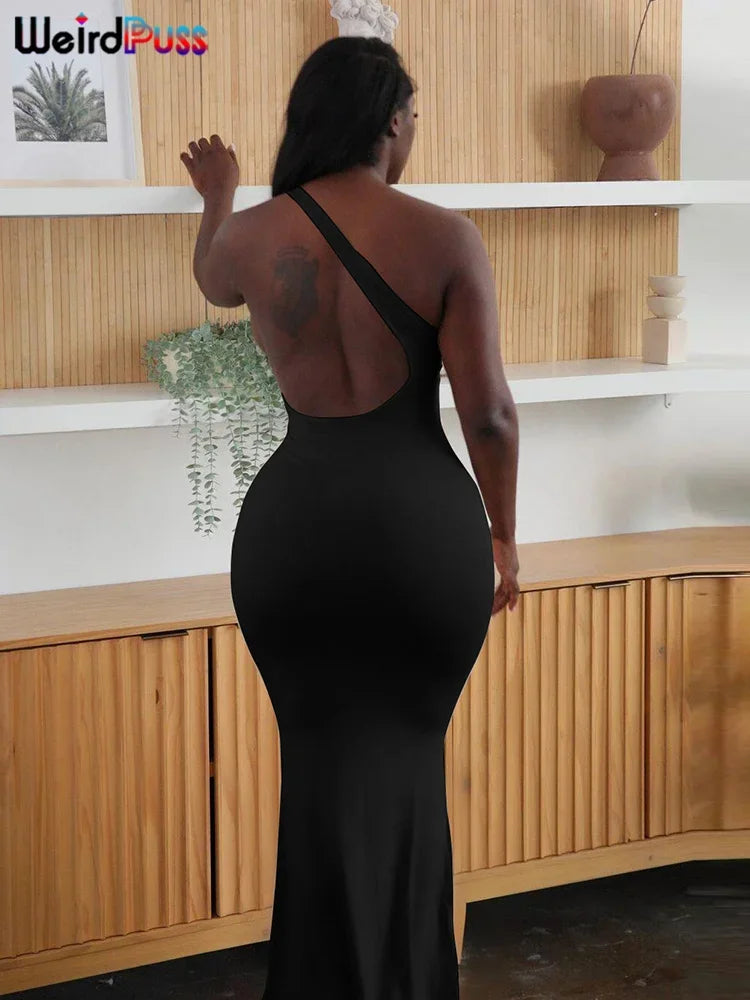 One Shoulder Skinny Streetwear Dress LUXLIFE BRANDS