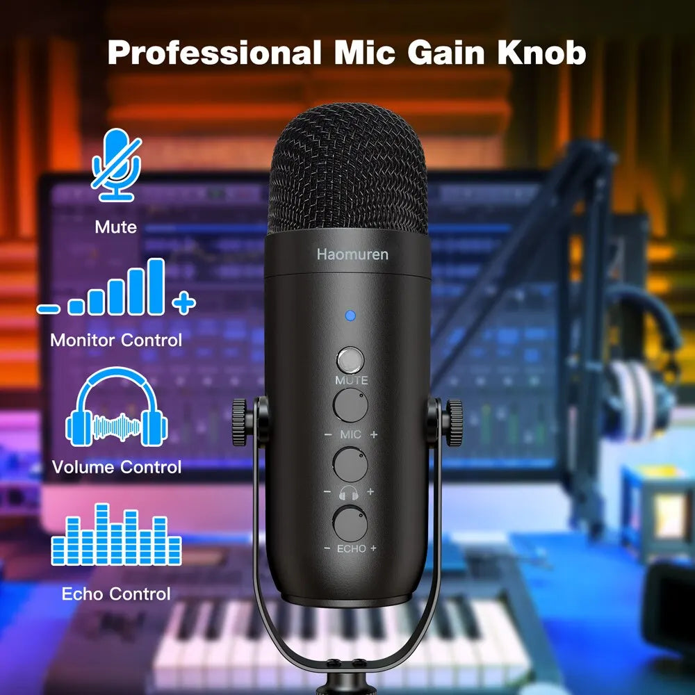 Professional USB Streaming Podcast PC Microphone Studio Cardioid Condenser Mic Kit with Boom Arm For Recording Twitch YouTube LUXLIFE BRANDS