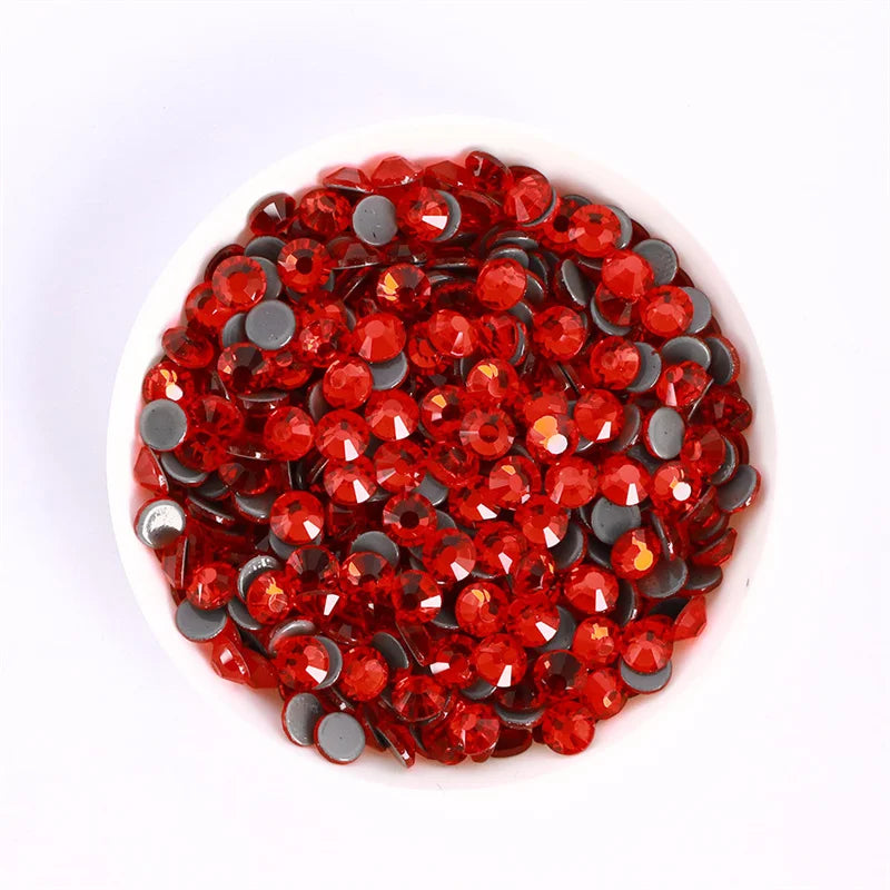SS3-SS30 Red Series Hotfix Glass Flat-Back Rhinestones