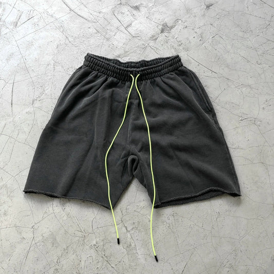 Kanye Heavy Cotton Sweatshorts Vintage Black Terry Casual Shorts Streetwear Loose Fit LUXLIFE BRANDS