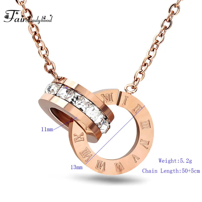 Fairladyhood Lucky Roman Digital Pendant Necklace Set Stainless  Steel Clavicle Pendant Fashion Wild Stainless Steel Jewelry Set Luxlife Brands