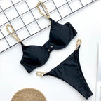 Sexy Metal Chains String High Cut One Piece Swimsuit Women Swimwear Female Monokini Tummy Cut Out Bathing Suit Swim Beach Wear Luxlife Brands