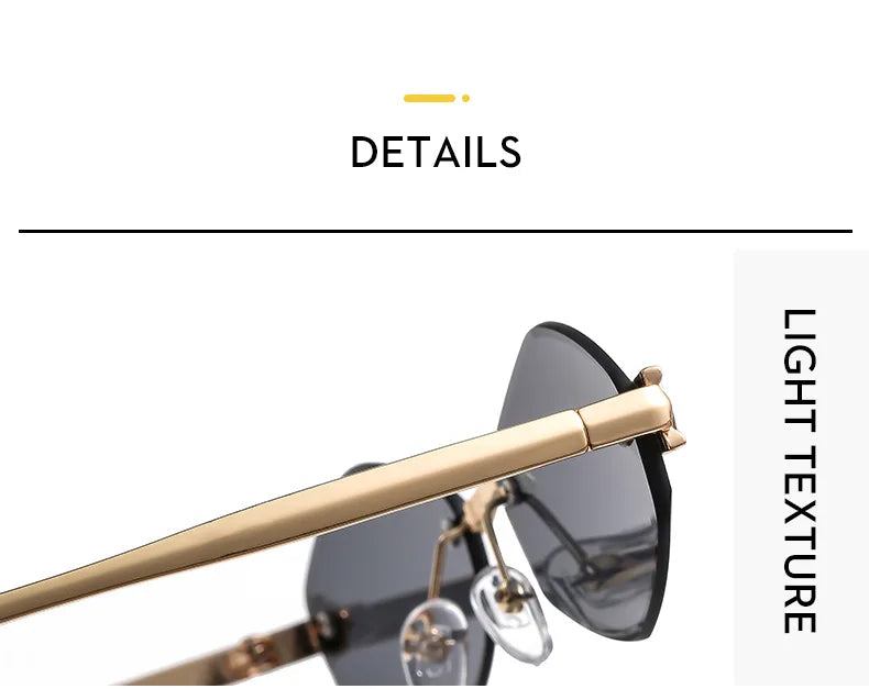 Luxury Polygon Sunglasses for Women Hipster Irregular Rimless Sunglasses Ladies Small Metal Frame Vintage Rhombus Eyewear Brown