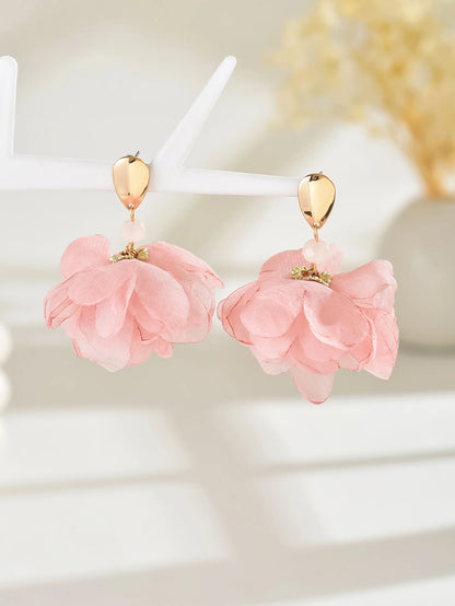 Luxury Flower Designer Earrings for Women Korean Stylish Plant Earrings Jewelry Mothers Day Gifts 2024