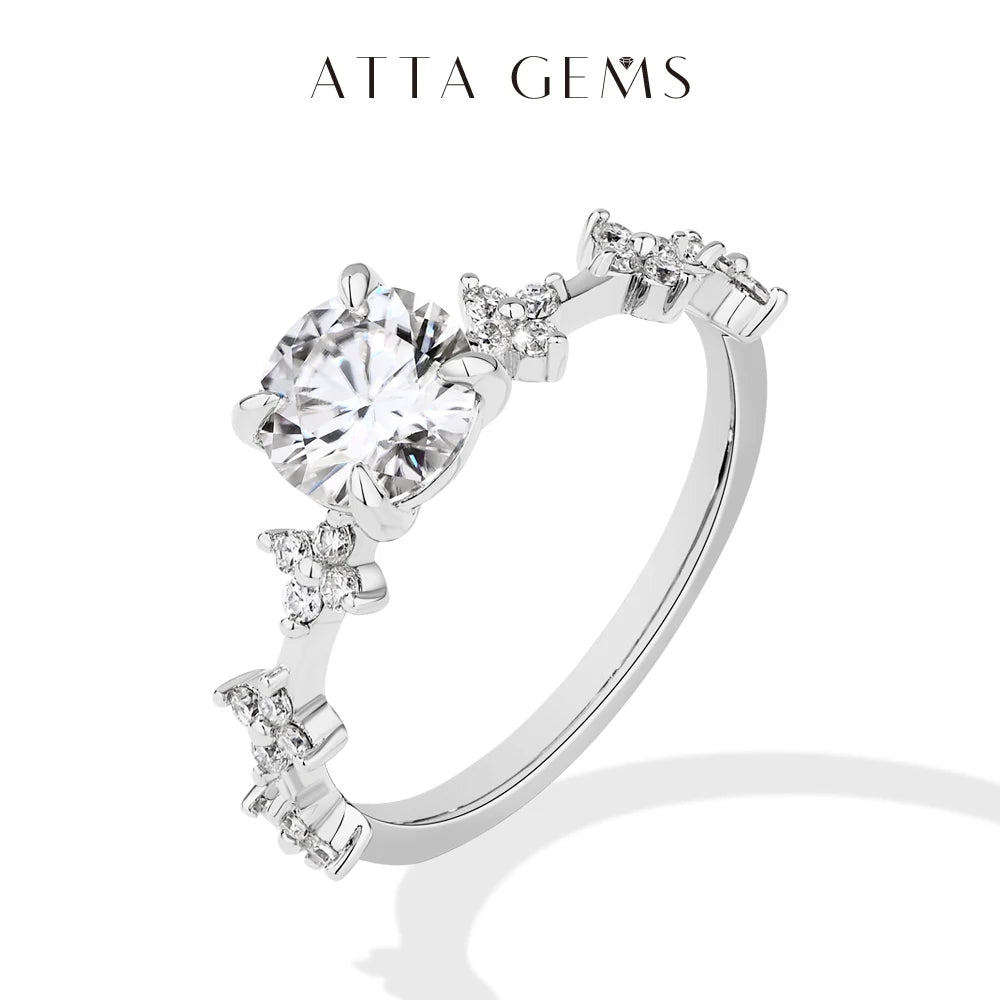 ATTAGEMS New Moissanite Ring for Women Four claws s925 Silver Rings Yellow Gold Plated Classic Anniversary Jewelry Free Shipping Luxlife Brands