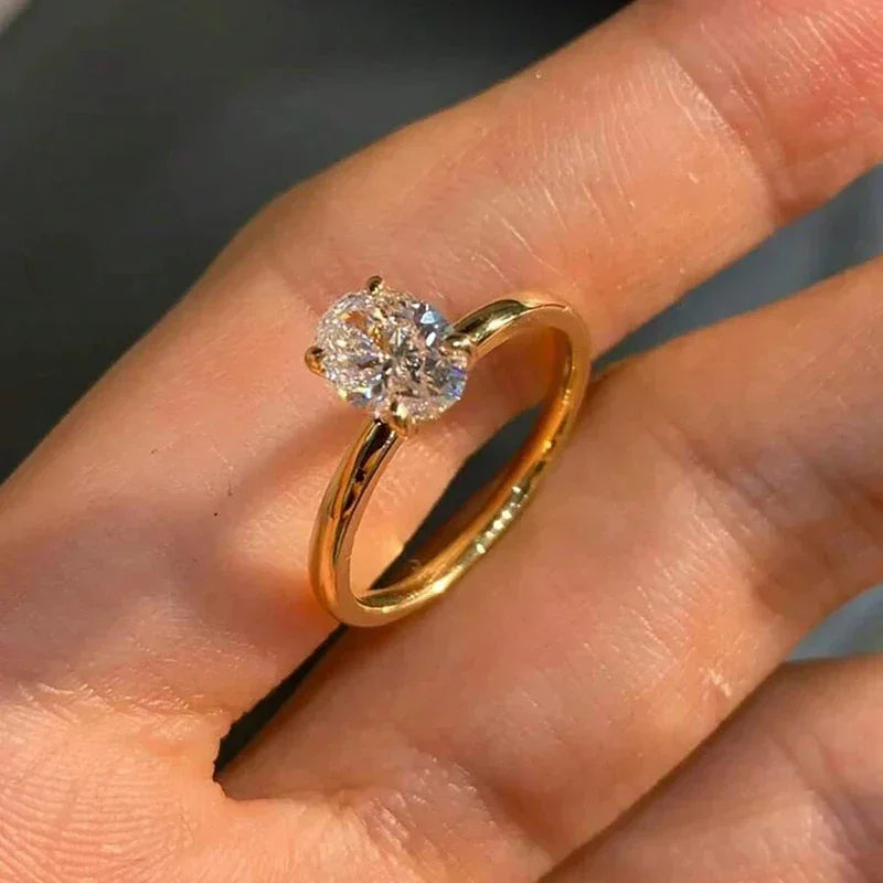 925 Sterling Silve 1-8CT Zircon Gorgeous Shiny Oval Stone Ring For Women Engagement Wedding Luxury High Quality Fine Jewelry Luxlife Brands