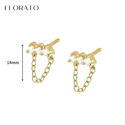 Luxury white crystal zircon earrings 925 sterling silver ear needles Hoop gold earrings For women Fashion Luxury Wedding Jewelry