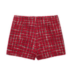 HH Women Fashion Red Texture Skirt Sets Single Breasted Lapel Jacket Coat Side Zipper Shorts Skirts High Street Lady Outfit Luxlife Brands