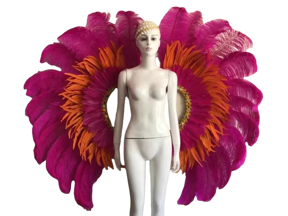 Two-Tone Feather Wing Backpiece Stage Costume Accessory