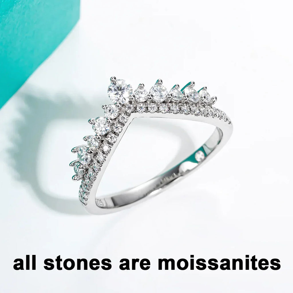 Crown Jewel 18K Gold Plated 3mm D Color Moissanite Sterling Silver Bridal Ring Set