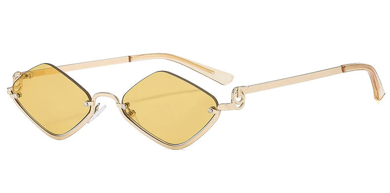 Fashion Small Polygonal Sunglasses Women Brand Metal Half Frame Glasses Ladies Hipster Sexy Cat Eye Shades Vintage