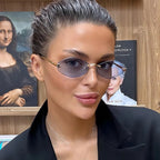 Luxury Polygon Sunglasses for Women Hipster Irregular Rimless Sunglasses Ladies Small Metal Frame Vintage Rhombus Eyewear Brown Luxlife Brands