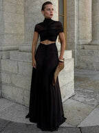 Elite Short Sleeve High Waist Maxi Party Dress Luxlife Brands