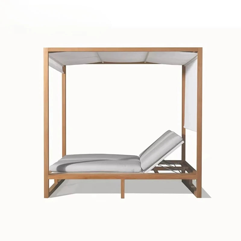 High Quality Luxury Hotel Outdoor Sunbed All-Weather Beach Lounge Bed with Canopy Waterproof Daybed for Garden or Pool Use