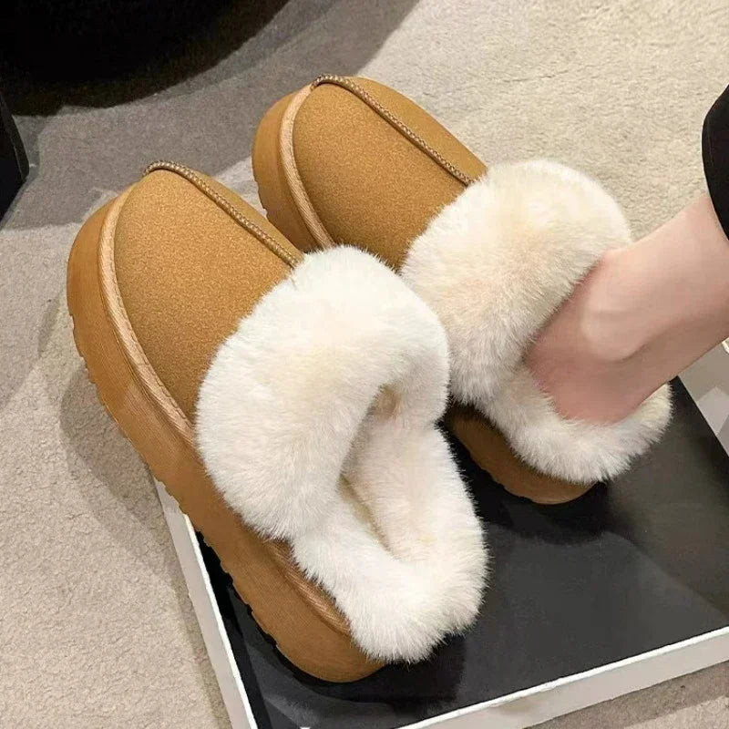 Platform Suede Fur Slippers LUXLIFE BRANDS