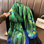 180*90cm Luxury Brand Spring Summer Autumn Women Clothing New Fashion Color matching printed silk scarf lady popular turba Luxlife Brands