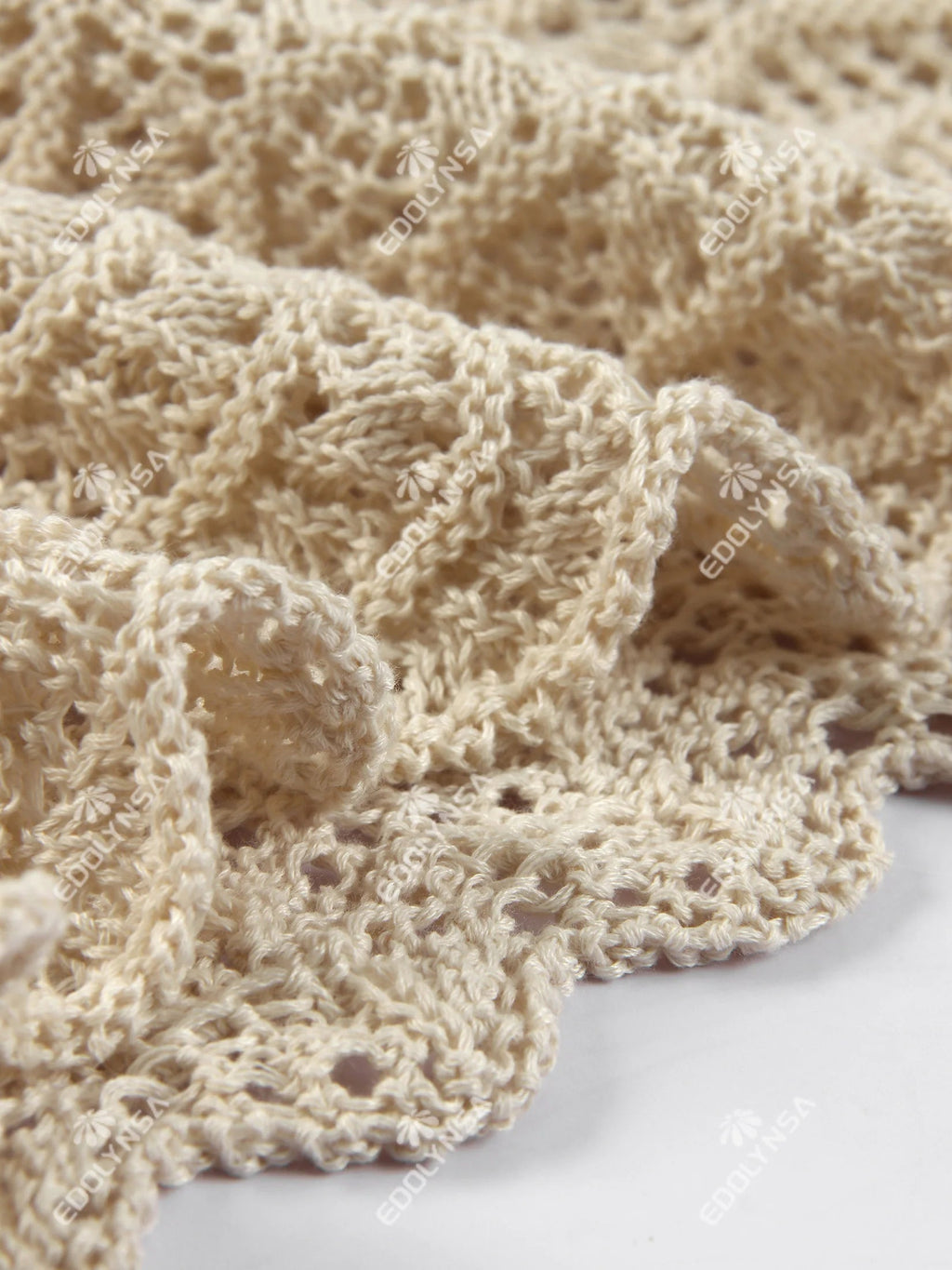 Sexy Shirt V-neck Bell Sleeve Hollow Out Knitted Belted Beach Mini Dress 2025 Summer Swimsuit Cover Up Women's Casual Outfit K16 Luxlife Brands