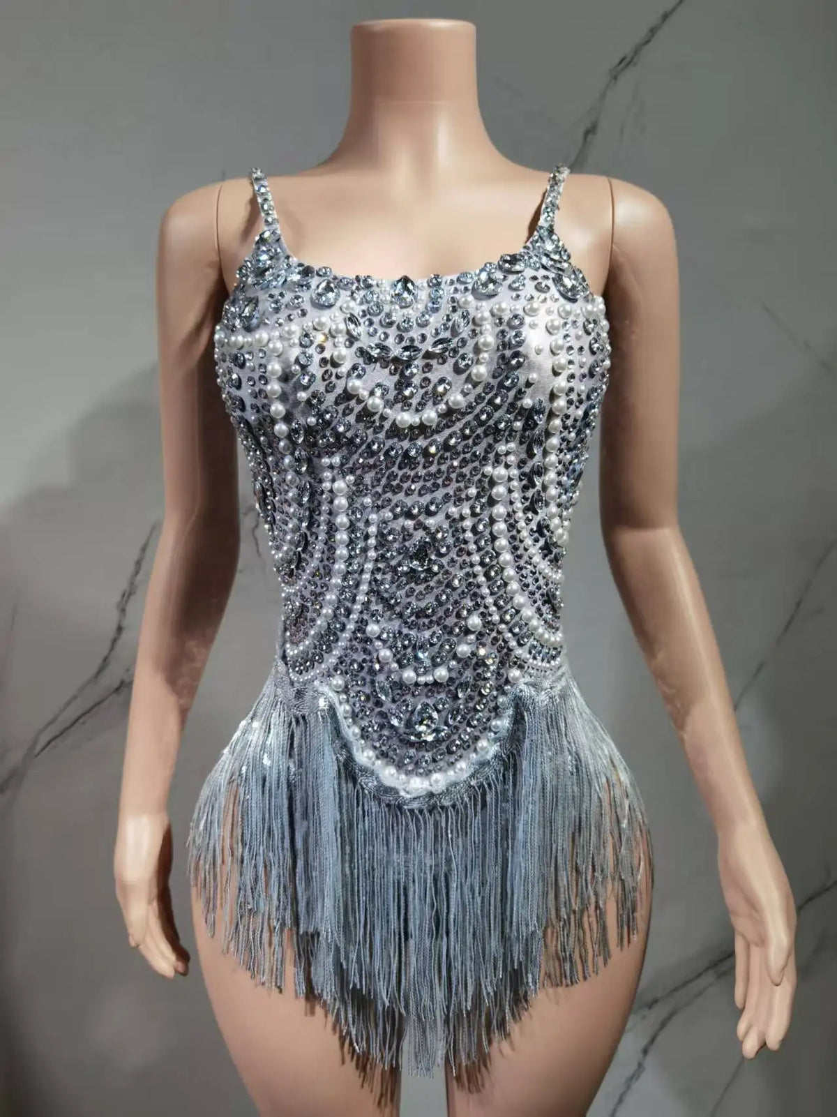 The Stardust Festival Fringe Bodysuit – Luxury Rhinestone Tassel Showgirl Costume
