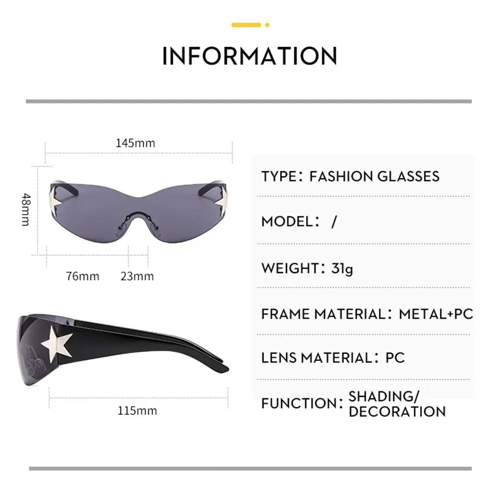 New Punk One Piece Sunglasses 2000'S Women Luxury Brand Designer Sun Glasses UV400 Unisex Shades Eyewear Fashion Y2k Eyeglasses LUXLIFE BRANDS