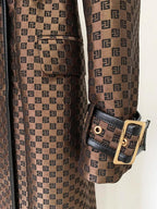 HIGH STREET Newest 2024 Fall Winter Designer Coat Women's Belted Monogram Jacquard Trench Overcoat LUXLIFE BRANDS