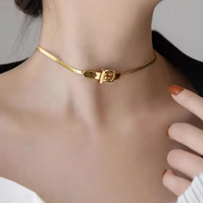 New 316L Titanium Stainless Steel Gold Color Choker Necklace Fashion Luxury Letter Love Heart Pendant Women's  Party LUXLIFE BRANDS